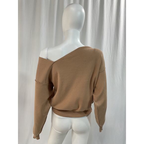 Line & Dot 'Favorite' Tan Off Shoulder Sweater Size S - Picture 3 of 5